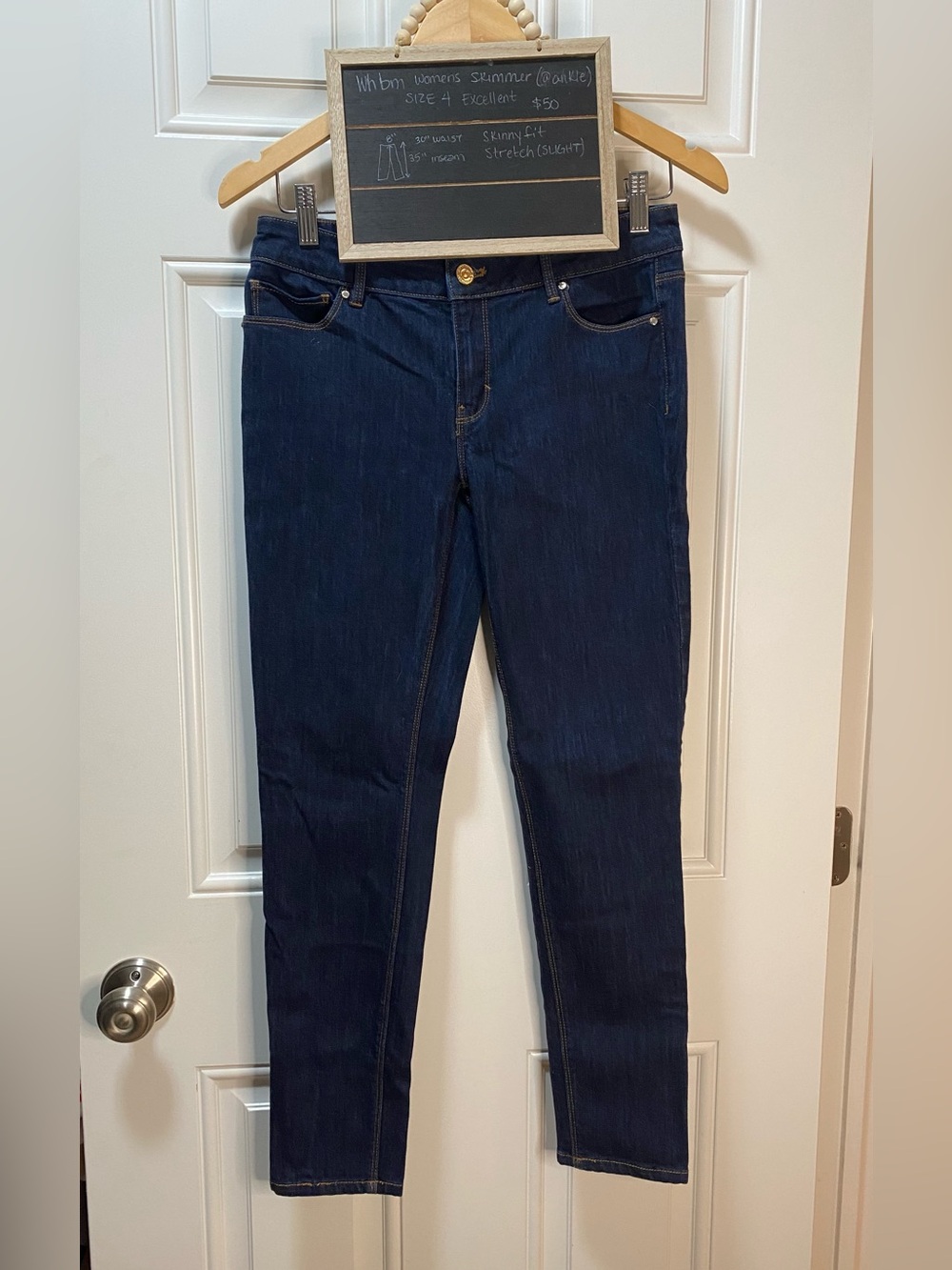 White House Black Market Women's Dark Indigo Skinny Jeans